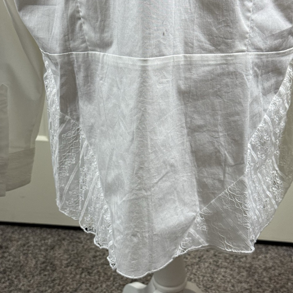 Coldwater Creek Woman's 1X White Long Sleeve Zippered Blouse Lace Overlay - Picture 8 of 16